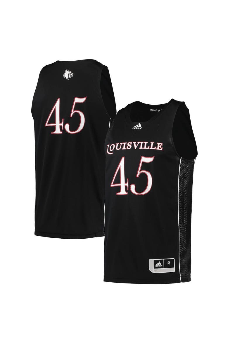 Men's adidas #45 Black Louisville Cardinals Swingman Basketball Jersey, Main, color, Black