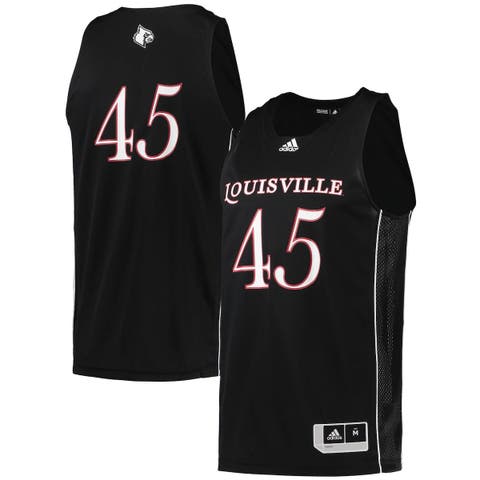 Men's adidas #45 Black Louisville Cardinals Swingman Basketball Jersey