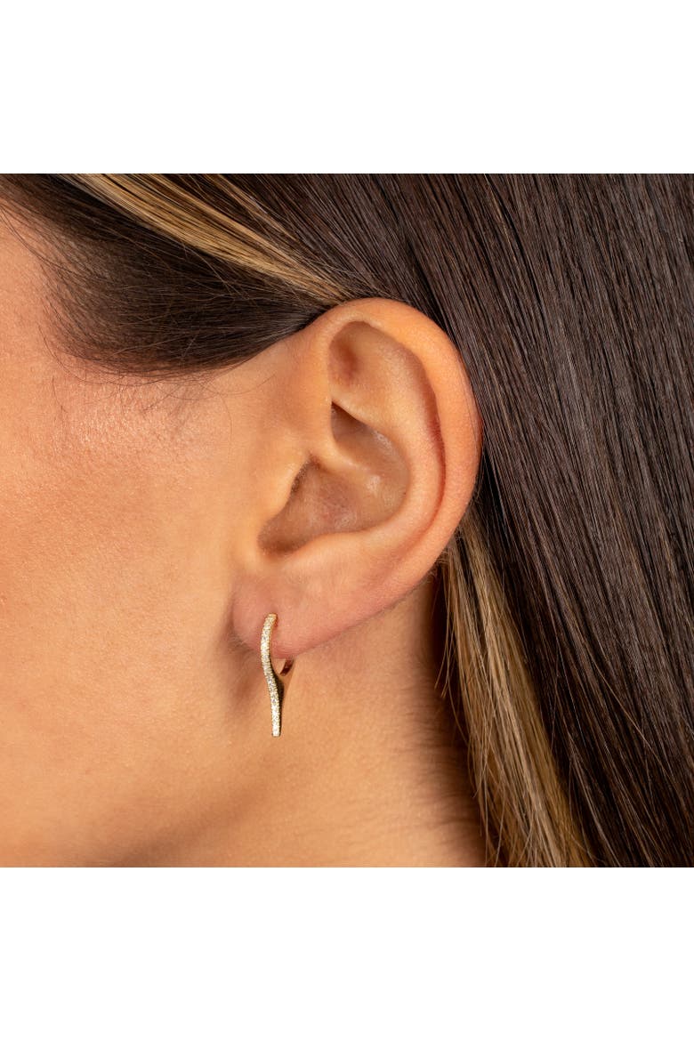 Diamond Pave Elongated Spike Huggie Earring 14K, Alternate, color, 14K White Gold - 20 MM / Pair