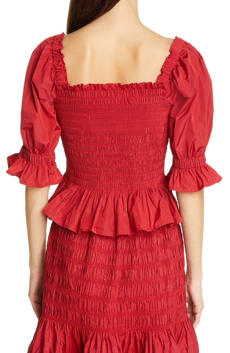 Molly Goddard Mackenzie Shirred Taffeta Top, Alternate, color, 