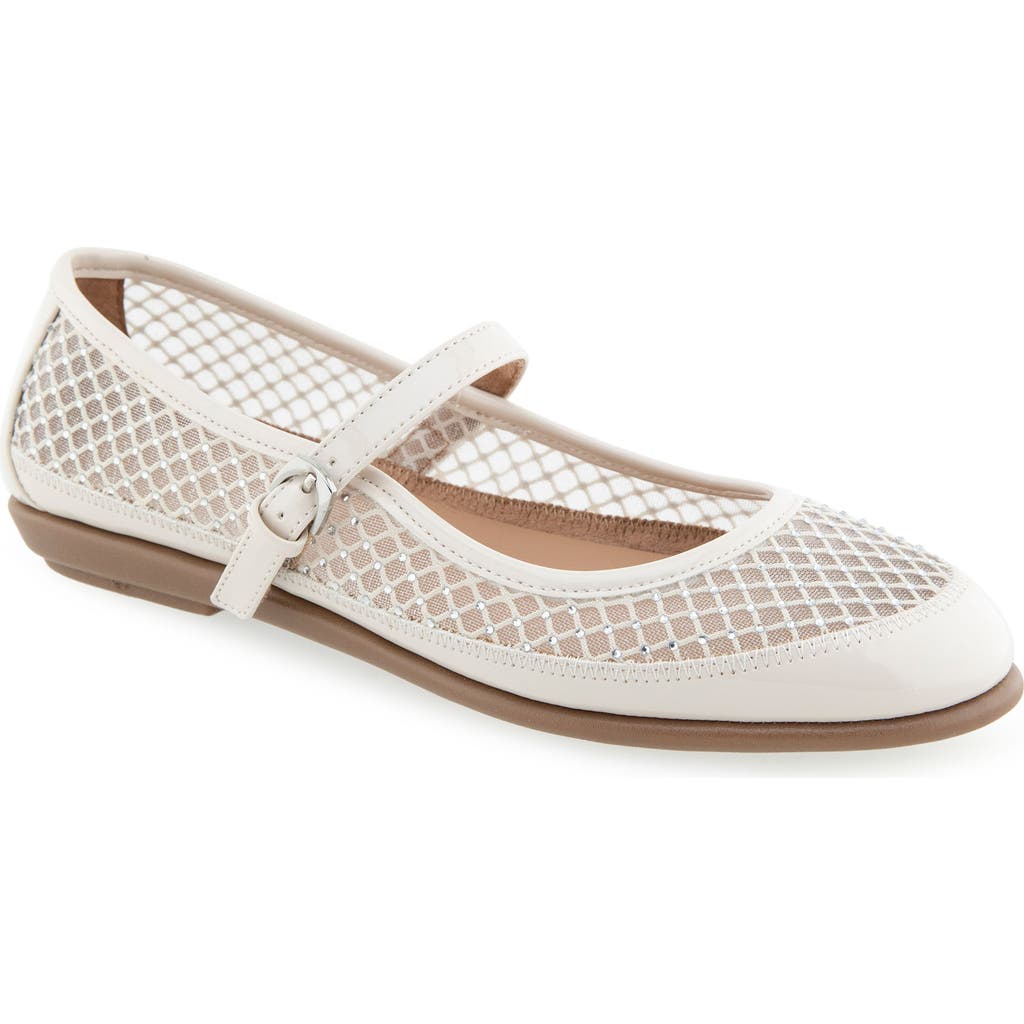 Aerosoles Baylee Mesh Mary Jane Flat In Crystal/eggnog Mesh Fabric
