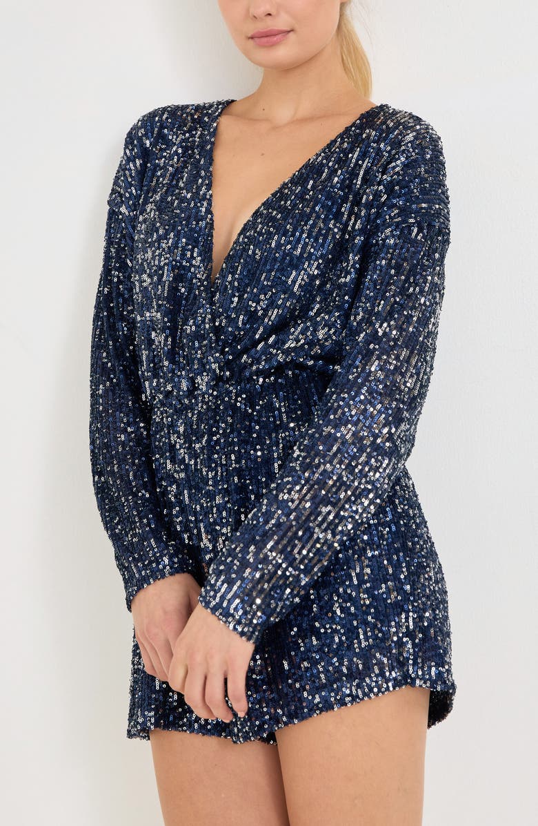 Endless Rose Sequin Wrap Front Romper, Alternate, color,