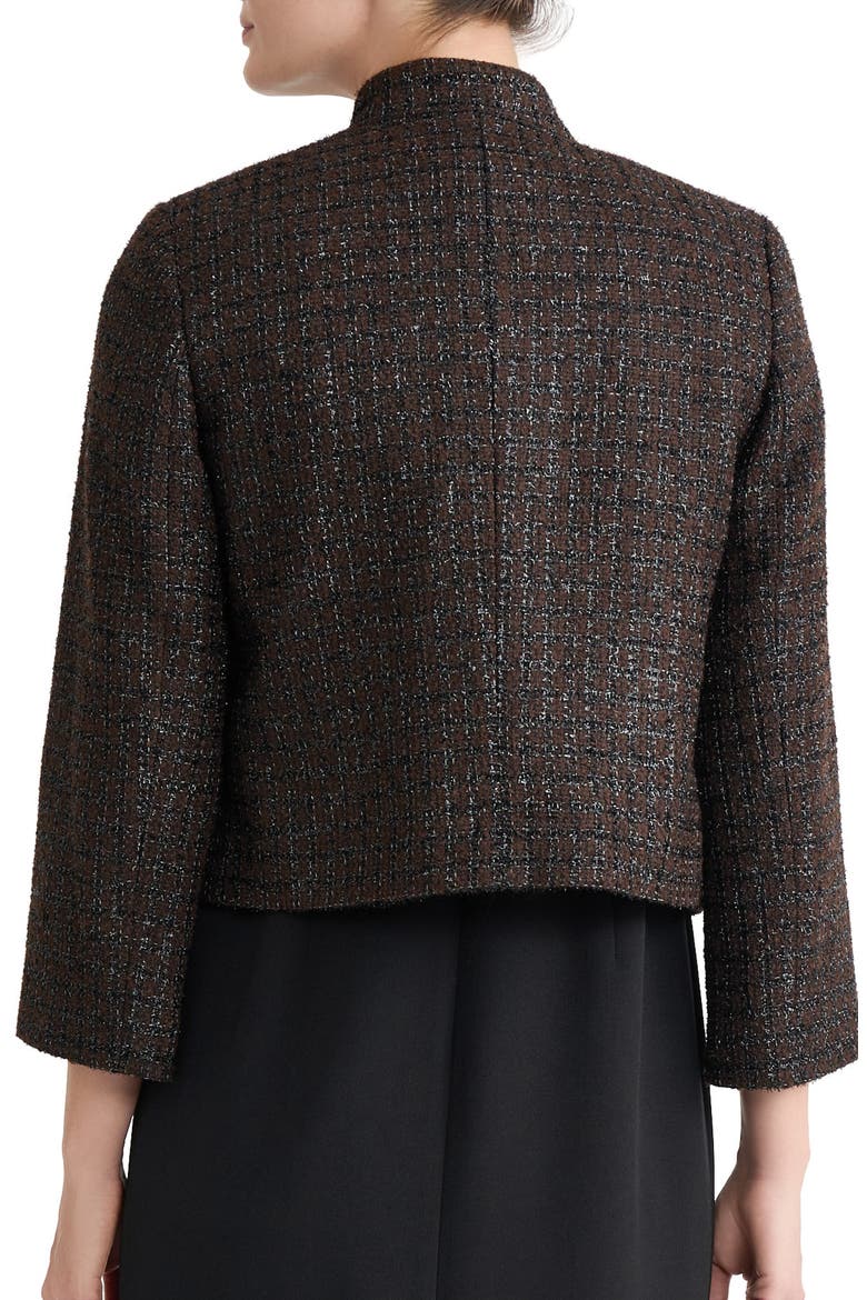 Stand Collar Tweed Jacket, Alternate, color, RICH CHOCOLATE/ BLACK