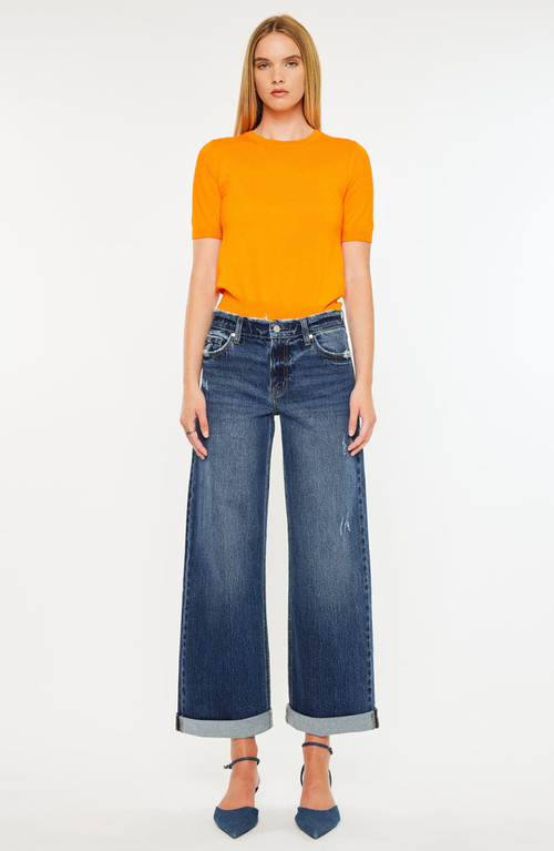 Kancan Rosie High Rise Wide Leg Jeans In Blue