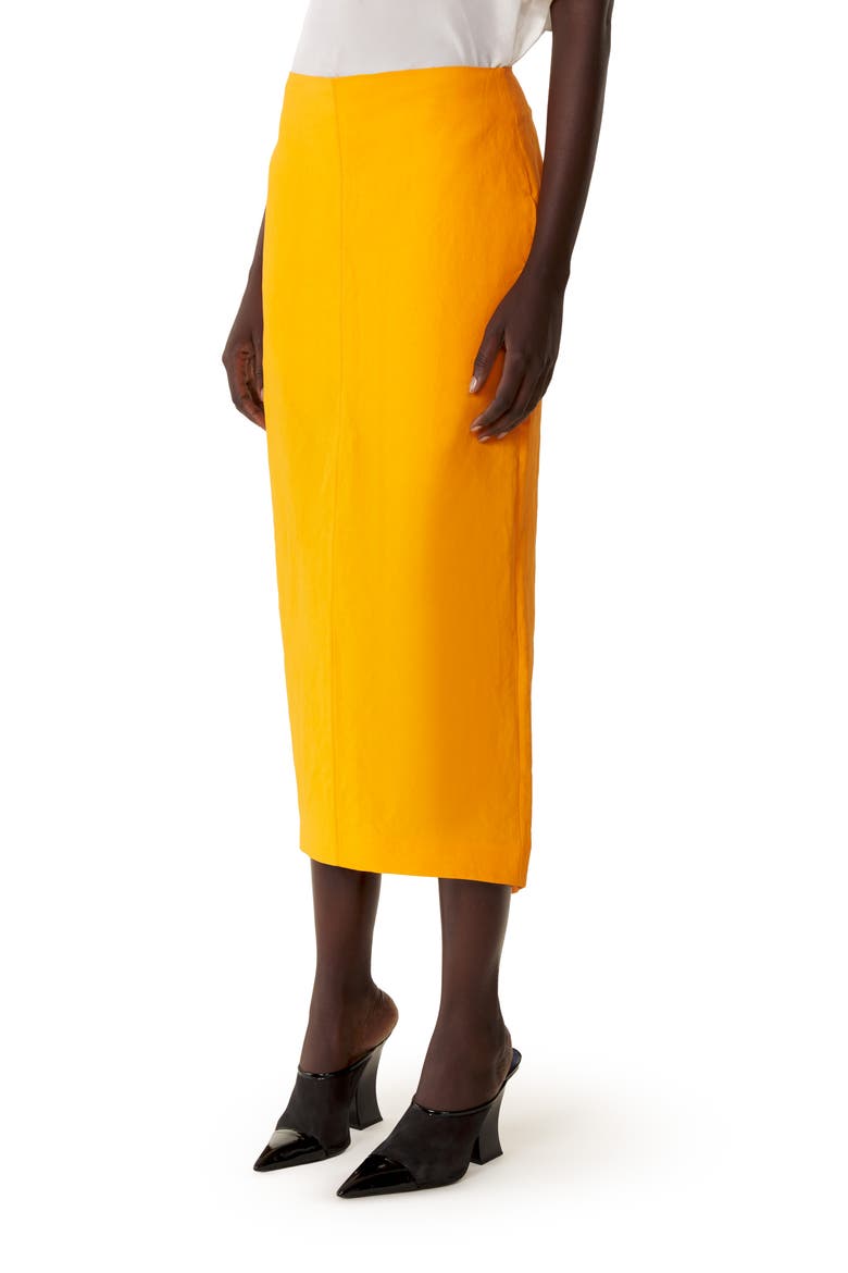 Asymmetrical Midi Skirt In Paper And Viscose, Alternate, color, Mandarin