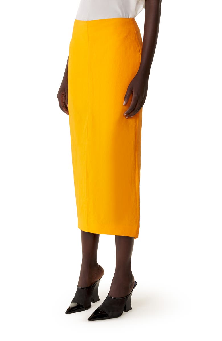 Lanvin Asymmetrical Midi Skirt In Paper And Viscose, Alternate, color, Mandarin