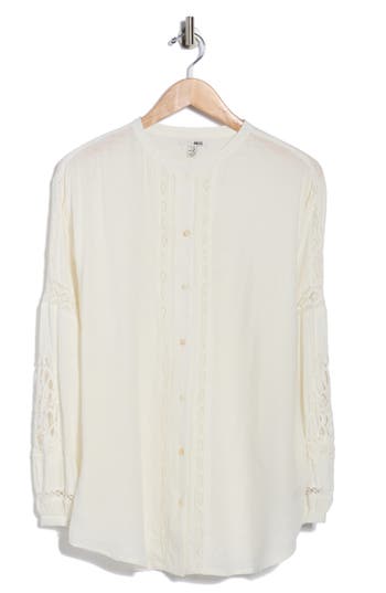 Amuse Society Mozambique Long Sleeve Woven Button-up Dress In White