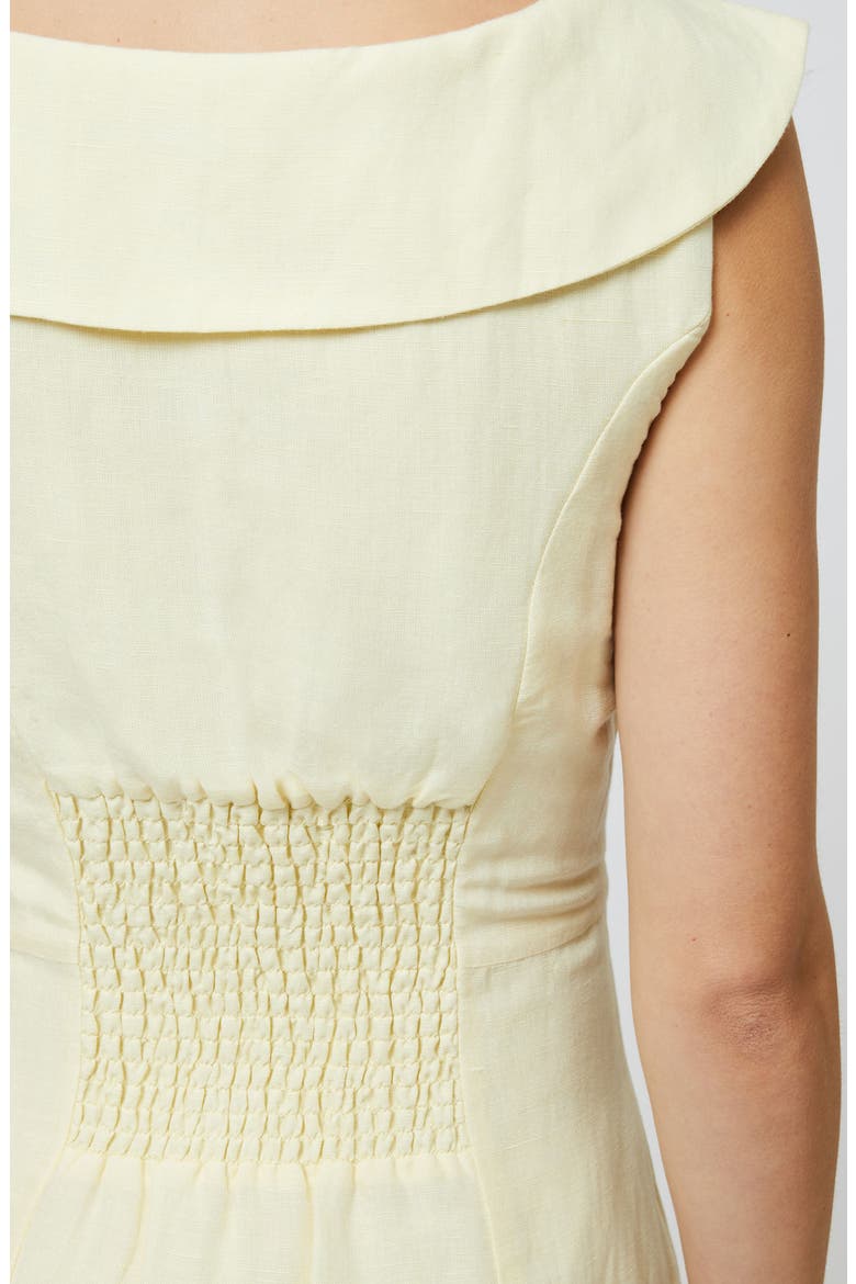 Birdie Peter Pan Collar Linen Blend Dress, Alternate, color, CORNSILK YELLOW