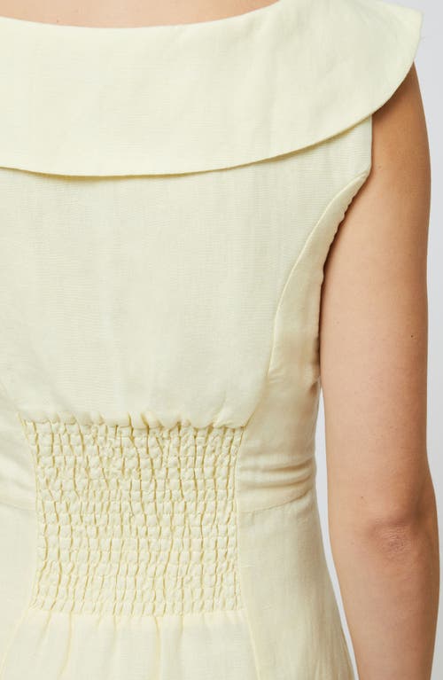 French Connection Birdie Peter Pan Collar Linen Blend Dress In Cornsilk Yellow