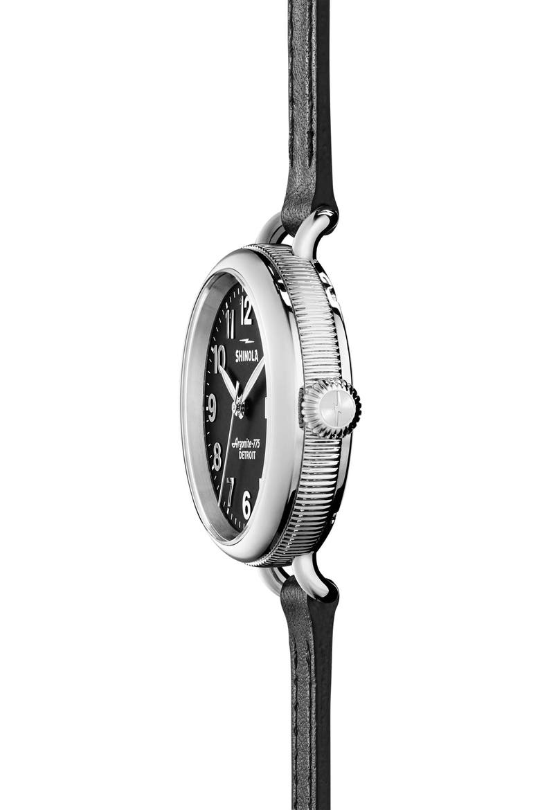 The Birdy Leather Strap Watch, 34mm, Alternate, color, BLACK