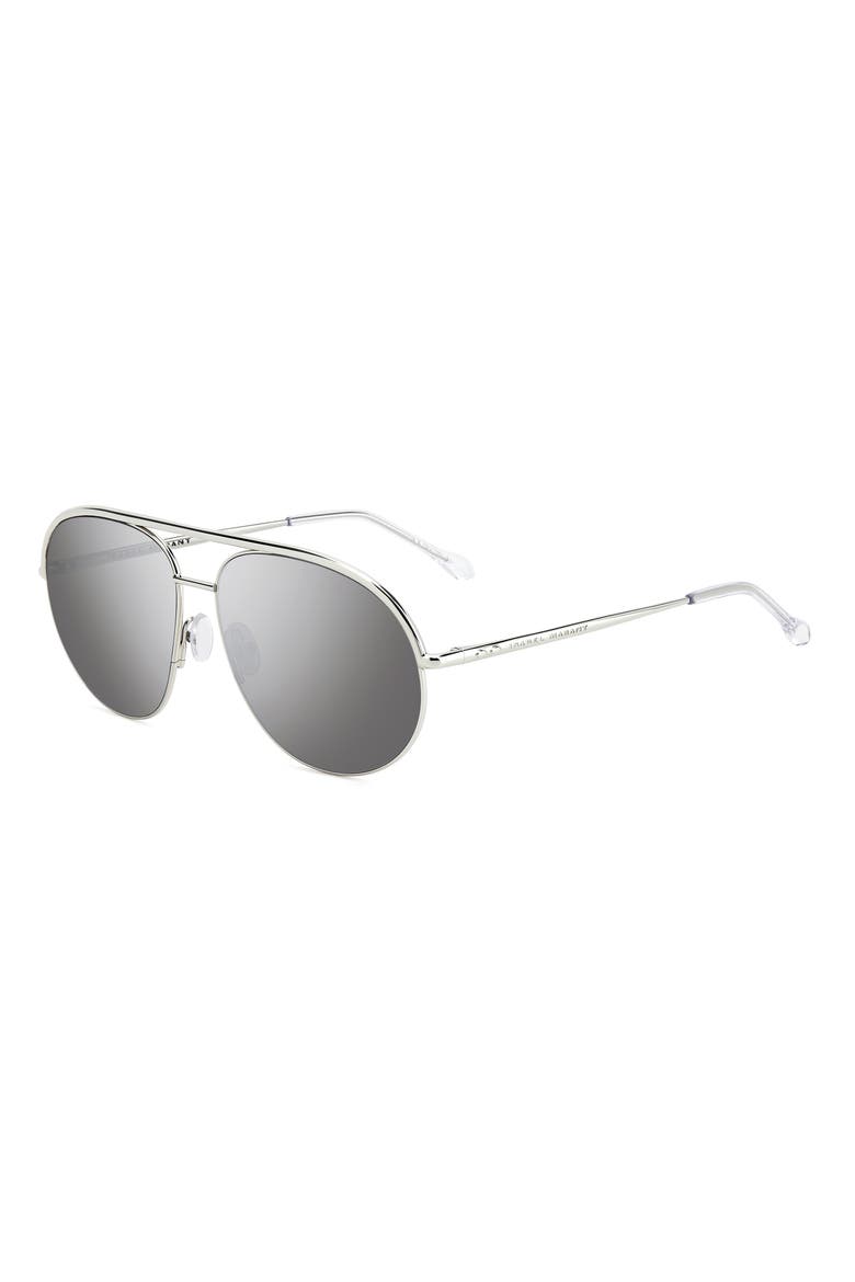 62mm Oversize Navigator Sunglasses, Alternate, color, PALLADIUM/ SILVER SP