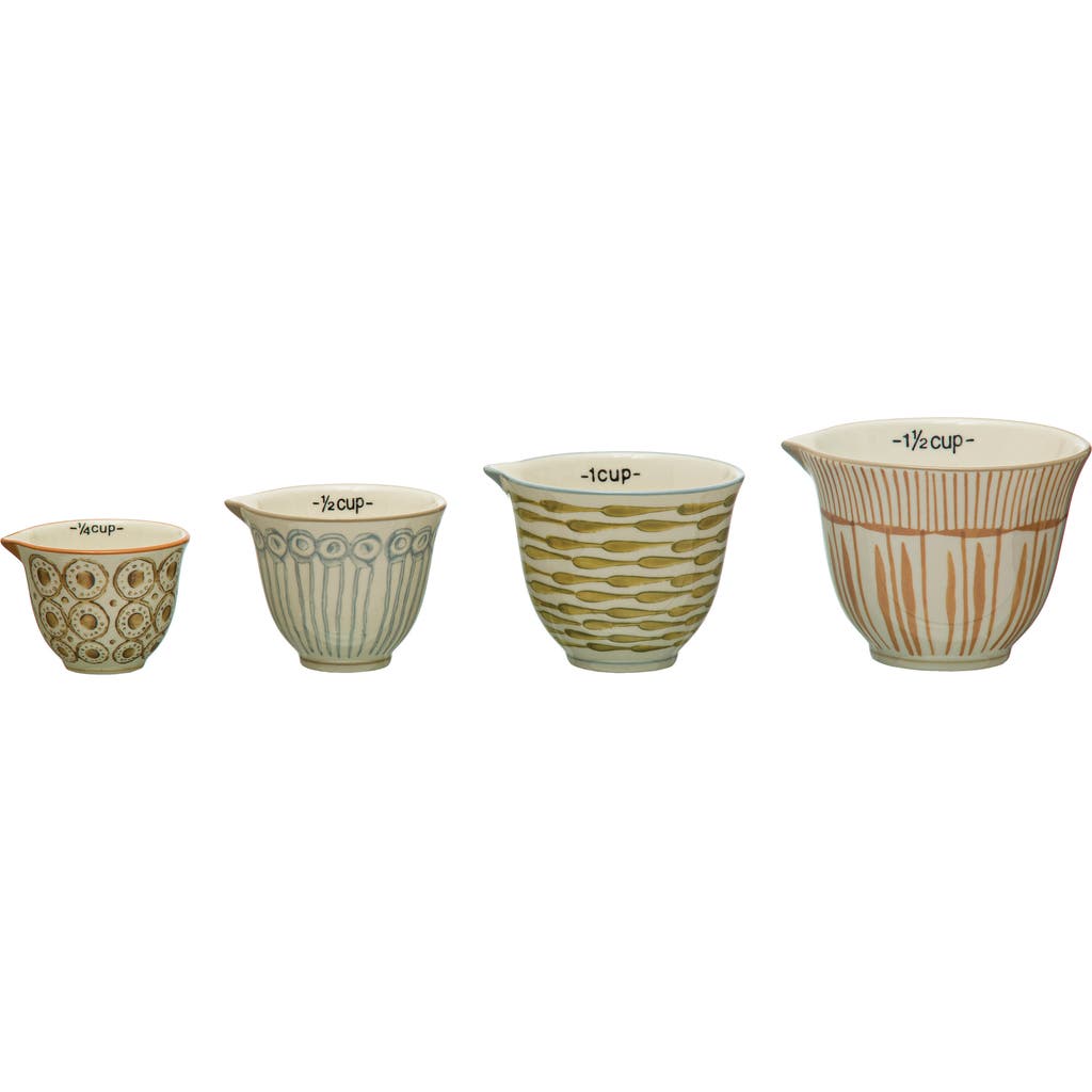 Storied Home Stoneware Measuring Cups With Pour Spout, Set Of 4 Sizes, Multicolor