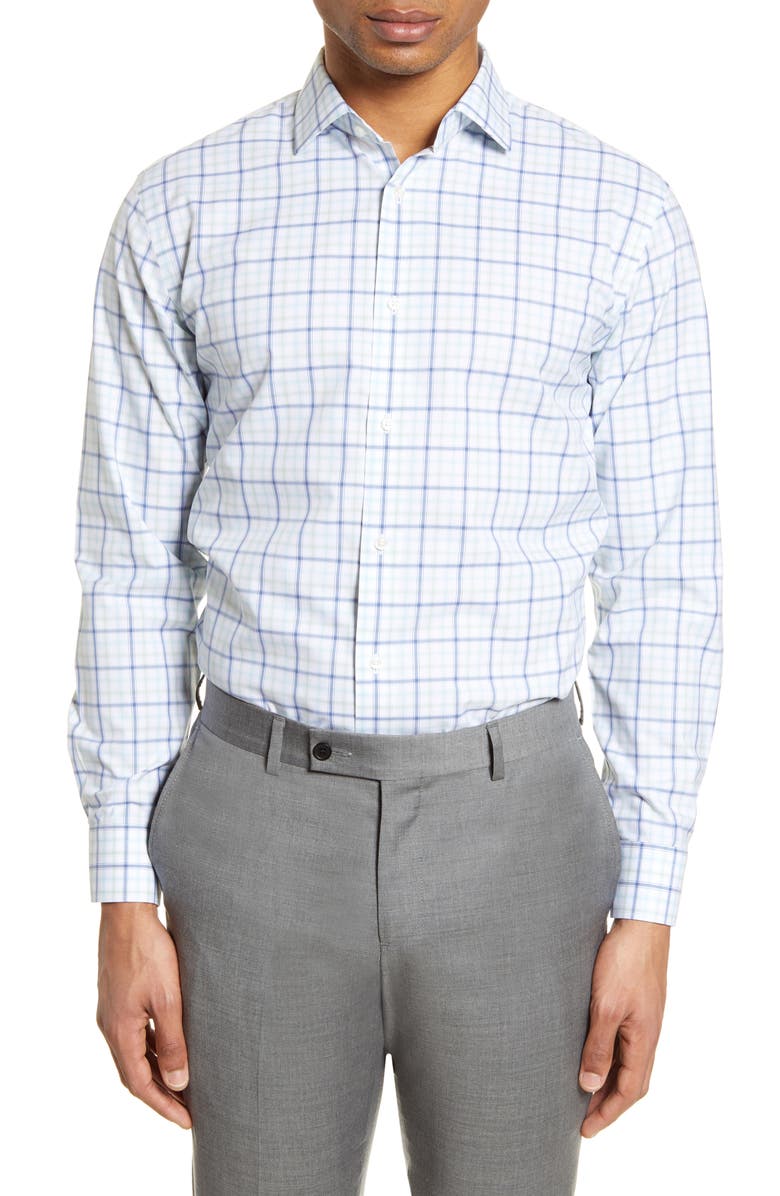 NORDSTROM MEN'S SHOP Nordstrom Trim Fit Medium Check Dress Shirt, Main, color, 