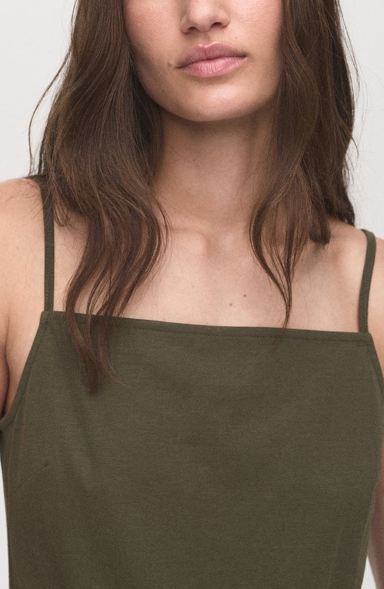 MANGO Waist Tie Camisole, Alternate, color, Khaki Green