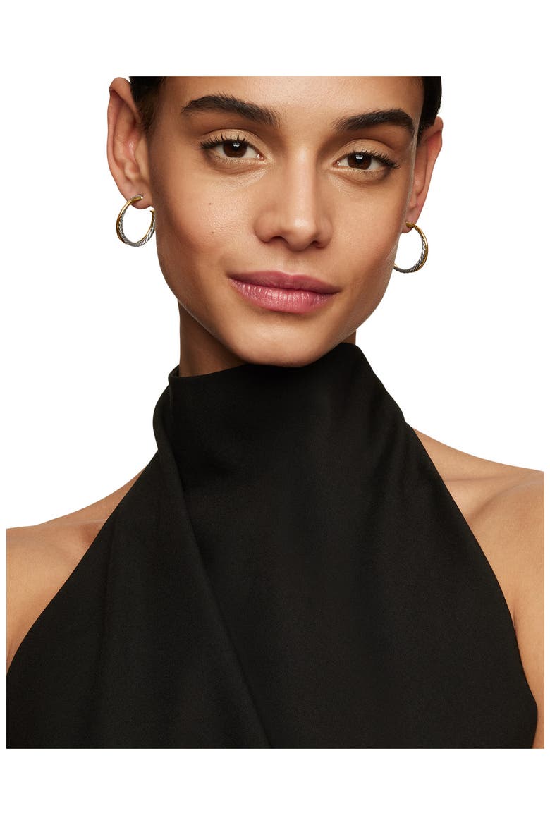 Crossover Medium Hoop Earrings, Alternate, color, SILVER/ GOLD