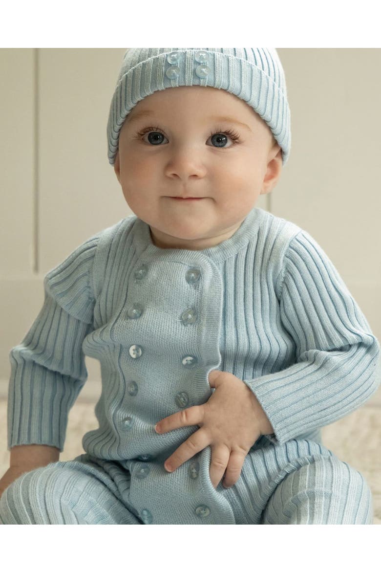 Double-Breasted Sweater Rib Footie Set, Alternate, color, Blue