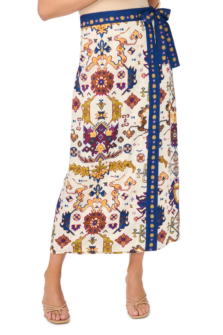 Print Wrap Midi Skirt, Main, color, NEW IVORY