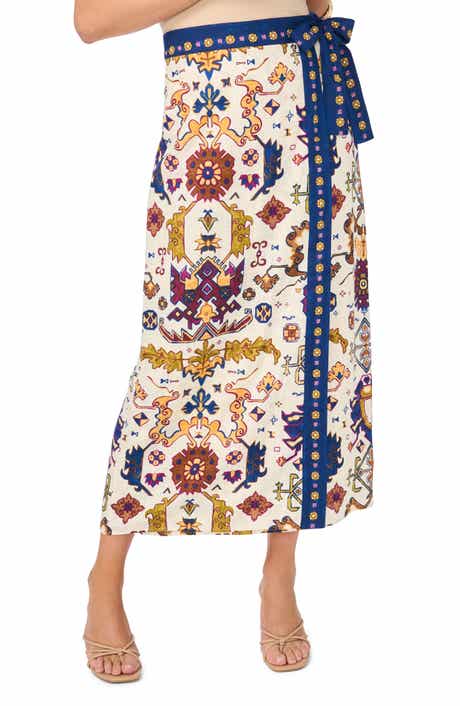 Print Wrap Midi Skirt