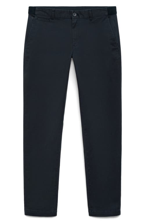 Mango Prato Crop Tapered Stretch Cotton Chinos In Blue