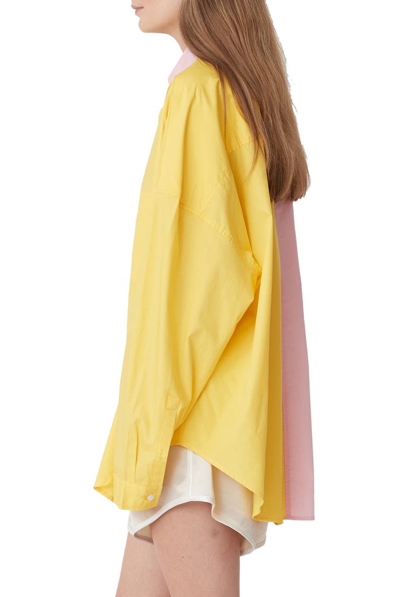 Henrietta Two-Tone Cotton Button-Up Shirt, Alternate, color, YELLOW PINK