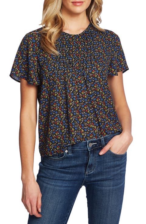 Moroccan Ditsy Pintuck Blouse