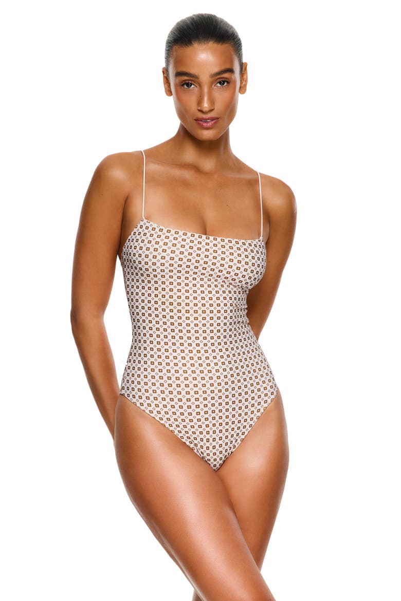 Love Notes Reversible Open Back One Piece Swimsuit, Main, color, Cream-Brown