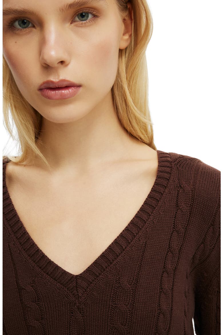 Women's Cotton V Neck Pullover, Alternate, color, Dark Oak