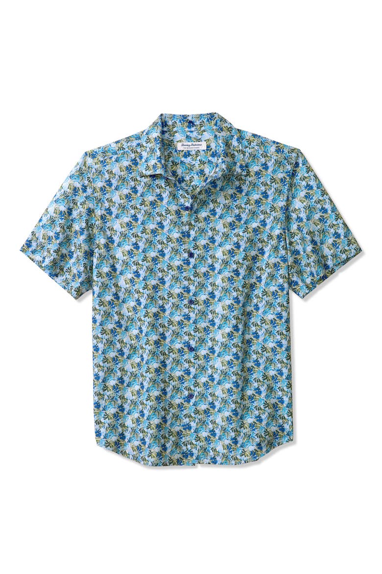 Bahama Coast Chico Palms IslandZone® Short Sleeve Button-Up Shirt, Main, color, BLUE MONDAY