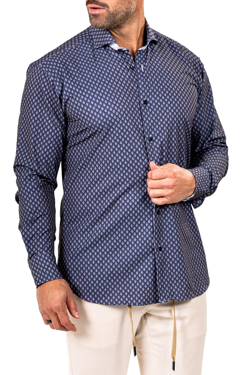 Maceoo Eins Marthy Contemporary Fit Button-Up Shirt, Alternate, color, Black