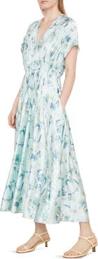 Vince Floral Crushed Satin Dress