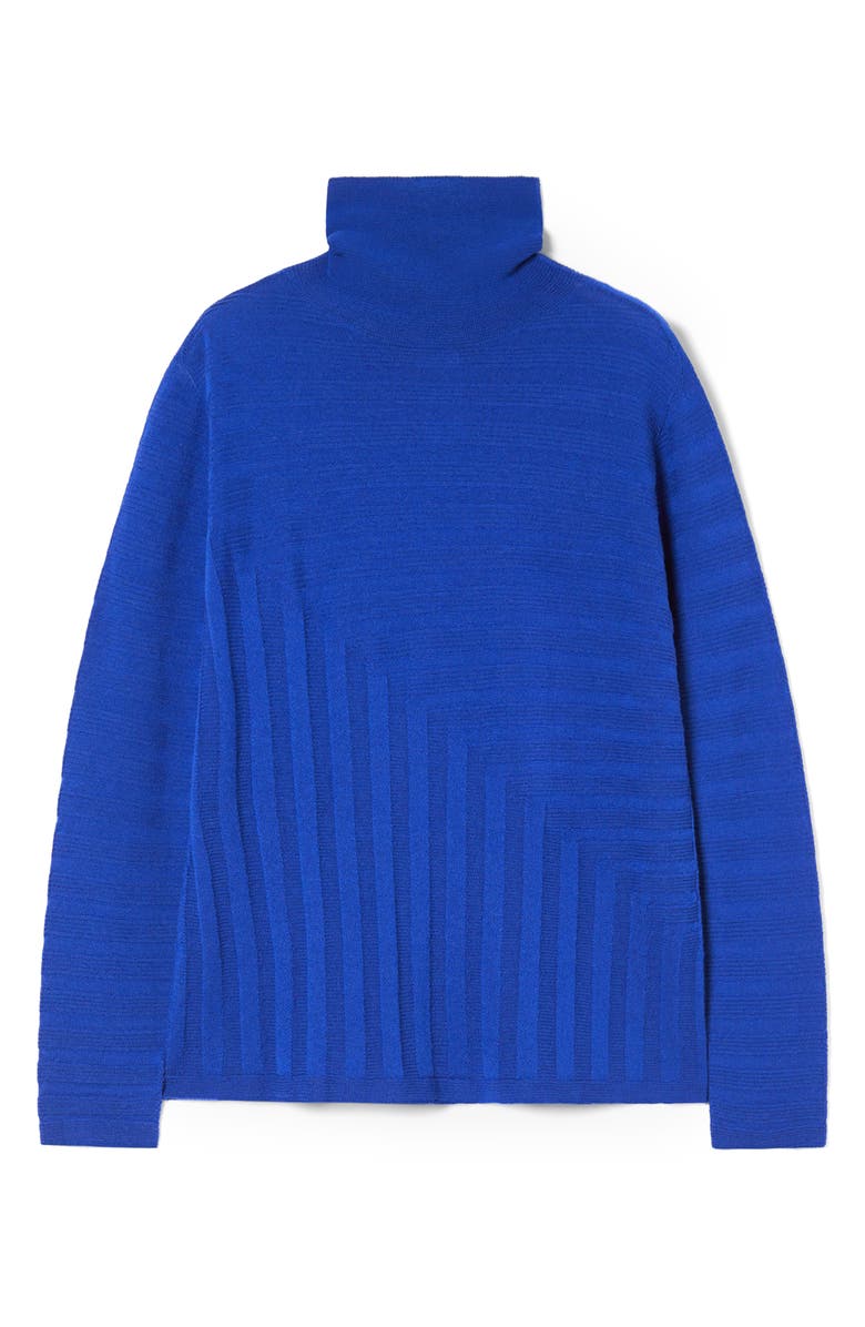 Marina Rinaldi Onde Virgin Wool Turtleneck Sweater, Alternate, color, Cornflower Blue