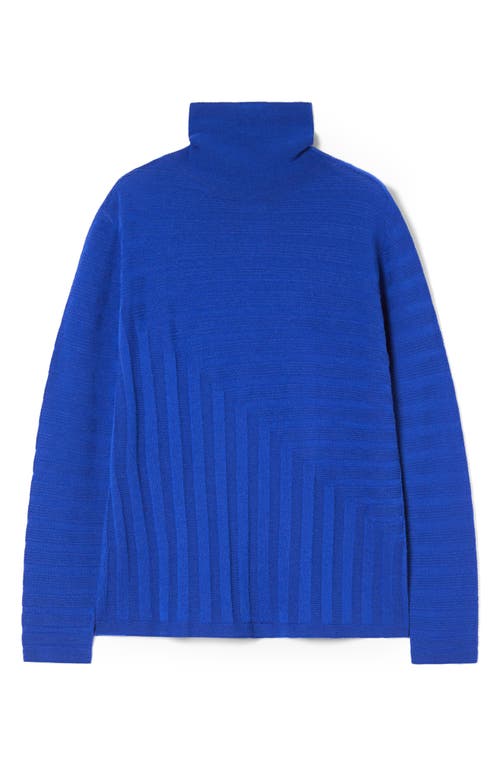 Marina Rinaldi Onde Virgin Wool Turtleneck Sweater In Blue