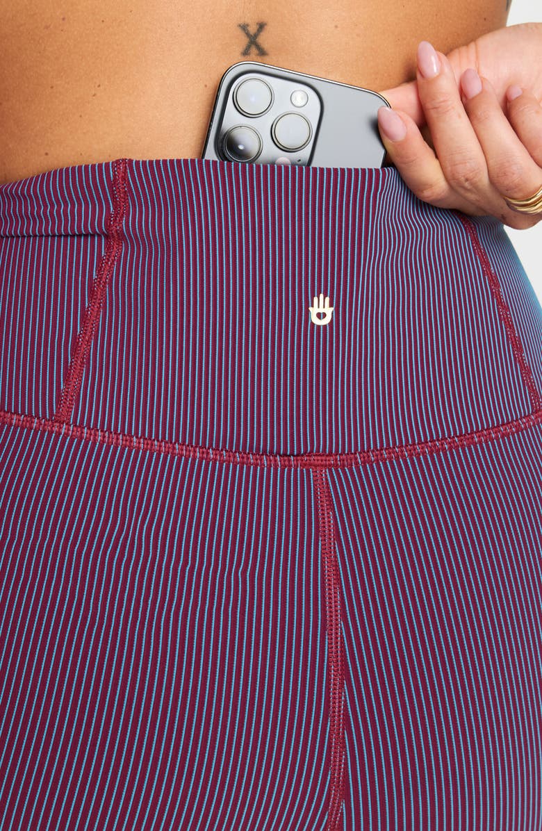 Spiritual Gangster Ada 2-Tone Stripe Leggings, Alternate, color, Port