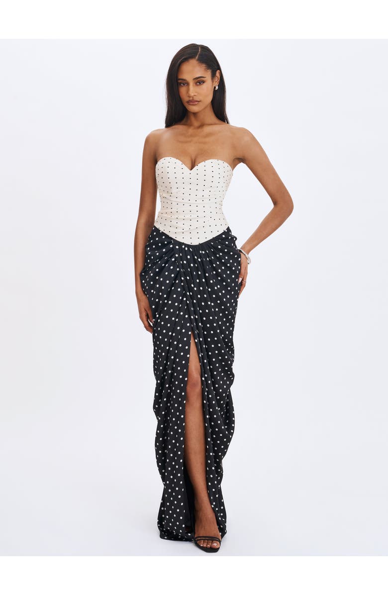 Miss Circle Tamryn Polka Dot Sweetheart Maxi Dress, Alternate, color, Black And White