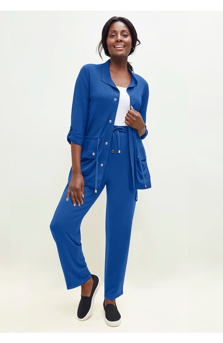 Jessica London 2-Piece Stretch Knit Cargo Set, Main, color, Dark Sapphire