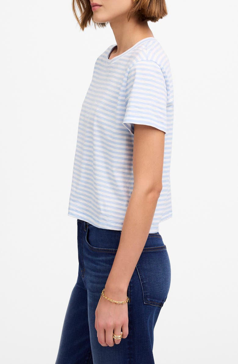 Madewell Stripe Boxy Crop Slub T-Shirt, Alternate, color, Light Pool