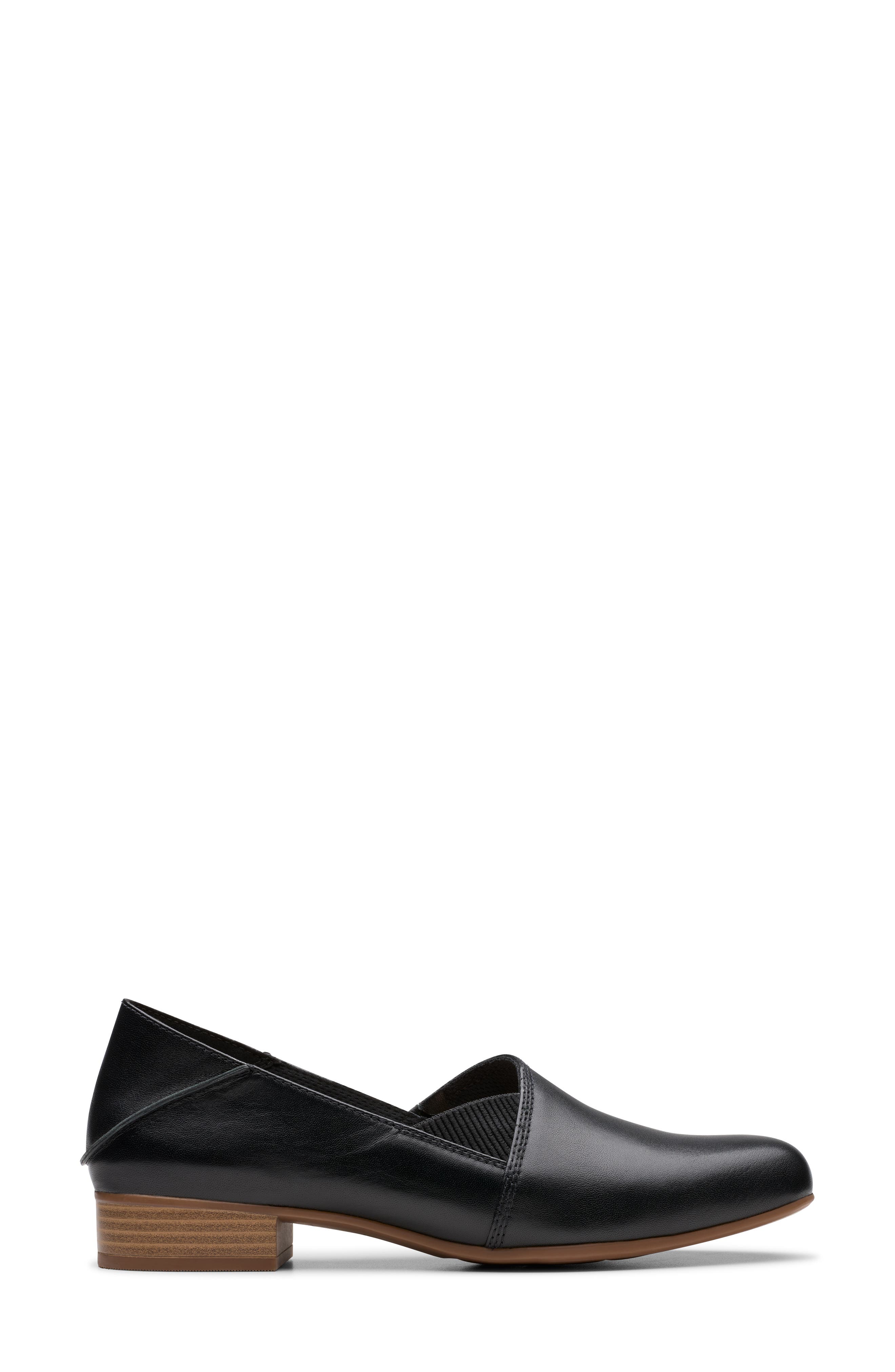 Clarks<sup>®</sup> Juliet Trim Loafer, Alternate, color, Black Leather