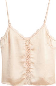 Open Edit Lace Inset Satin Camisole