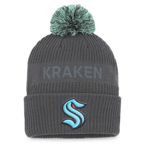 Men's Fanatics Branded Charcoal Seattle Kraken Authentic Pro Home Ice Cuffed Knit Hat with Pom