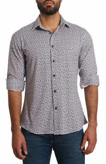 Jared Lang Trim Fit Dot Print Button-Up Shirt