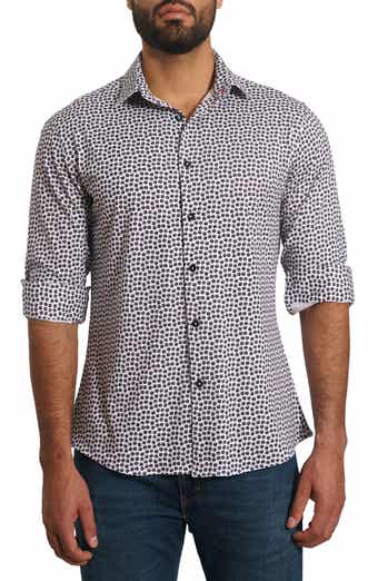 Jared Lang Trim Fit Dot Print Button-Up Shirt