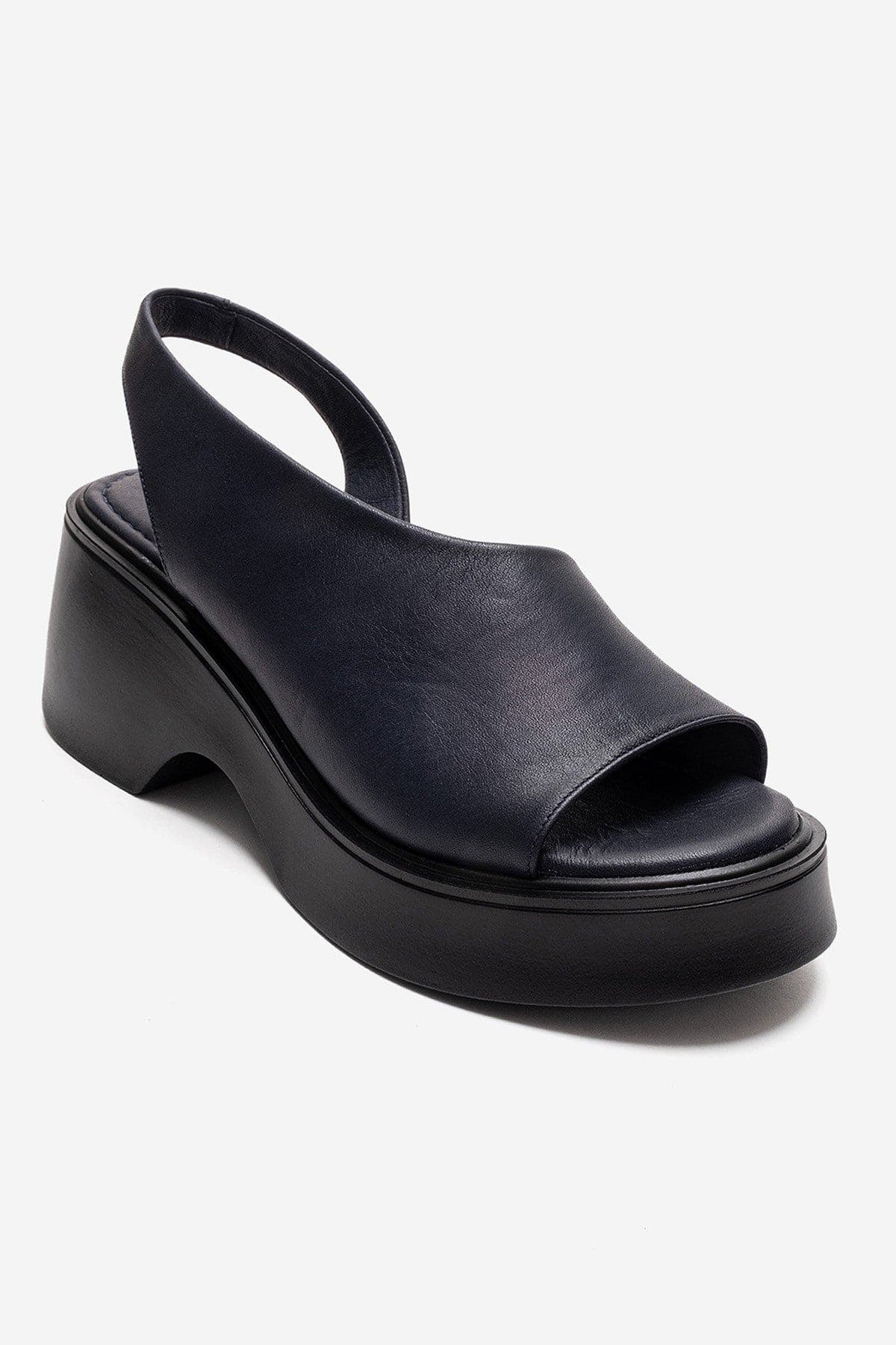 ROY Leather Wedge Sandal, Alternate, color, Navy