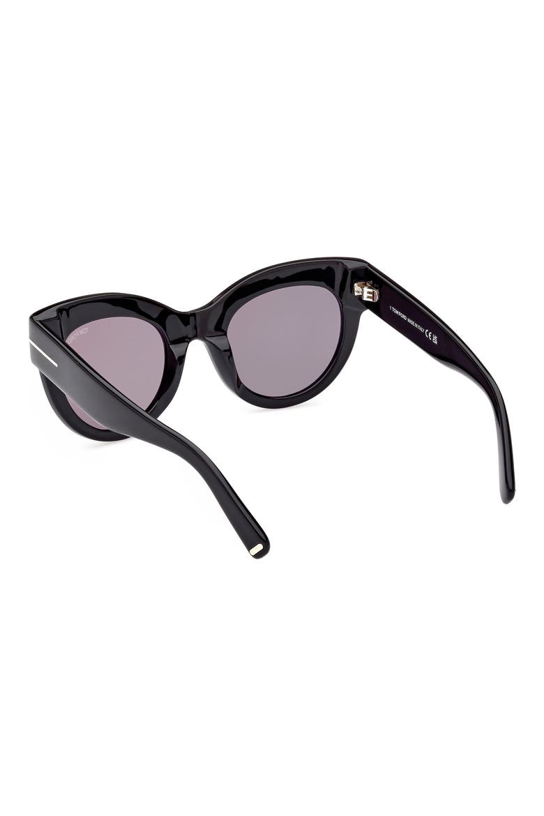 Lucilla 51mm Gradient Cat Eye Sunglasses, Alternate, color, SHINY BLACK / SMOKE SILVER
