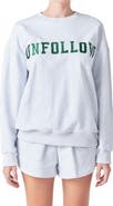 Grey Lab Unfollow Appliqué Graphic Sweatshirt