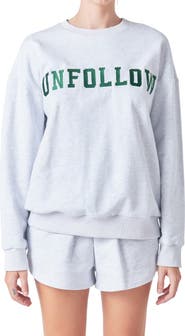 Grey Lab Unfollow Appliqué Graphic Sweatshirt