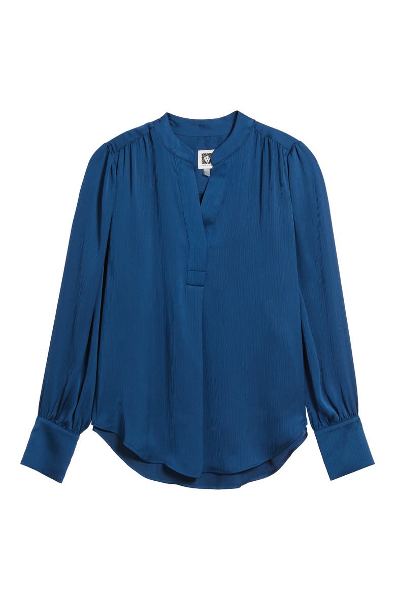 Textured Crepe Long Sleeve Top, Alternate, color, BALTIC TEAL