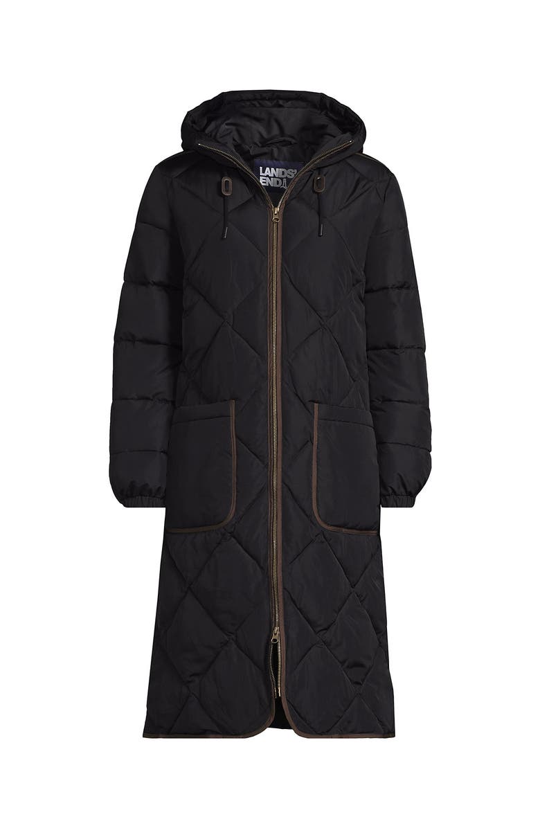 Lands' End FeatherFree Insulated Diamond Quilted Maxi Coat, Alternate, color, Black