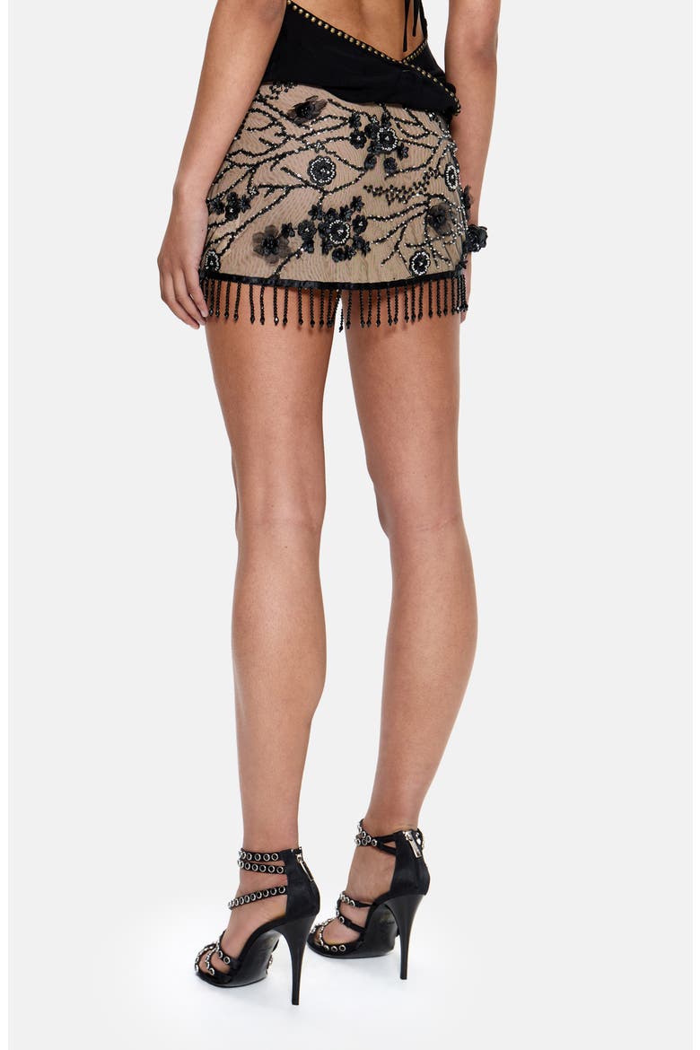 Ellora Embellished Miniskirt, Alternate, color, BEIGE