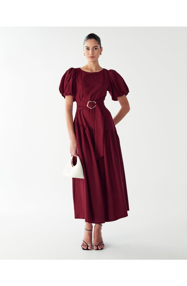 WILLA Elona Midi Dress, Alternate, color, Burgundy
