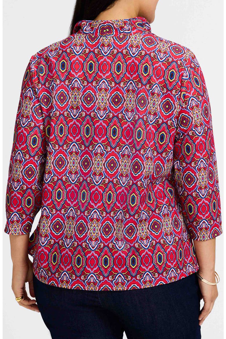 Tammy Tile Print Ruffle Collar Jersey Top, Alternate, color, RED/ MULTI